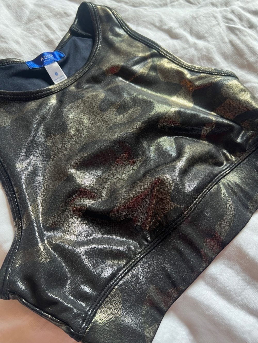 Aqua Shimmer Black and Bronze Athletic Top - Picture 3 of 4